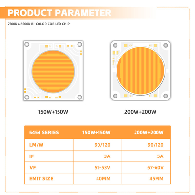 5454 Bi-color 2700k 6500k Cct Haute puissance 1500w 200w Cob Led Chip Module pour lampe de photographie