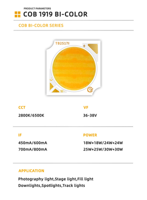 Le spectre complet Ra90 18W+18W 24W+24W 25W+25W 30W+30W Bi-couleur à LED à puce éteignable 2800K/6500K