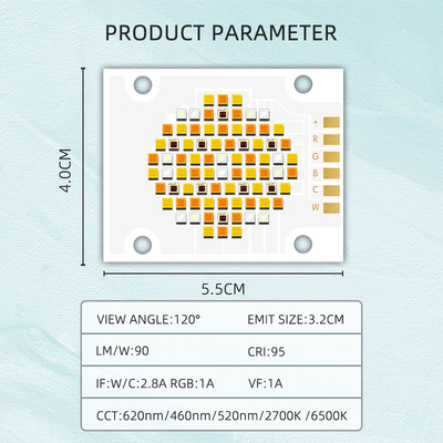 180W Cinq puces LED COB couleur CCT 620nm/460nm/520nm/2700K /6500K Émetteur Taille 32MM CRI 95