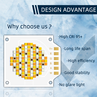 3538 250W Cinq puces LED COB couleur avec 620nm/460nm/520nm/2700K/6500K CCT et 24-26V