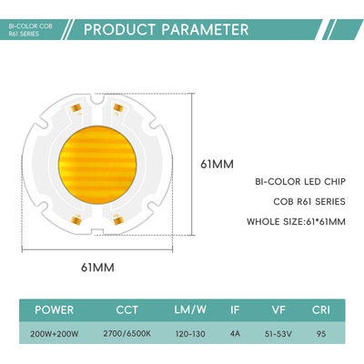 Photographie Lumière LED puce 200W haute puissance Smd Led VF42-46V 51-53V 60X60MM personnalisé