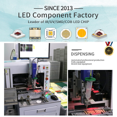 Puissance élevée 180W UV LED Light Quartz Lens 4050 puce SMD 620nm/460nm/520nm/2700K /6500K cinq couleurs COB puces LED