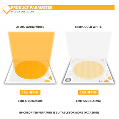50W+50W Dimmable COB 2700k+6500k Puce 28*28mm 1400mA Ra95 Diode LED haute puissance pour les lumières de basse tension / de lavage