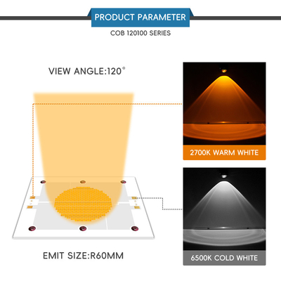 2400W COB Bi-Color 2700K 6500K CCT Haute puissance 1200W + 1200W COB 120mm*100mm Module de puce LED CRI 95+ pour l'éclairage photographique