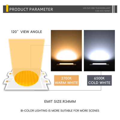 Puissance élevée LED Chip 4055 Led 100w Chip double CCT 200W + 200W Bi couleur 2700k 6500k Led Cob 45v pour la photographie et la vidéo