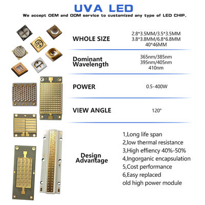 Puce LED UV personnalisable SMD 3535 3838 8025 220-420nm Garantie 5 ans