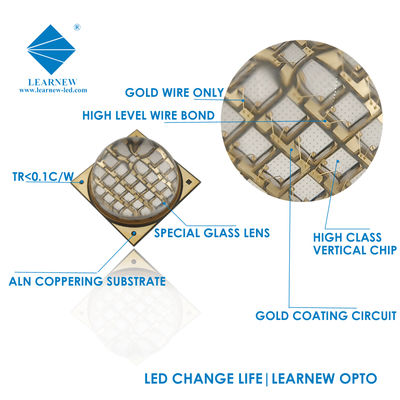 100W 395nm 60-90deg UVA LED COB puce pour le durcissement UV avec lentilles de verre au quartz