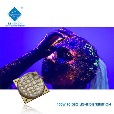 100W 395nm 60-90deg UVA LED COB puce pour le durcissement UV avec lentilles de verre au quartz