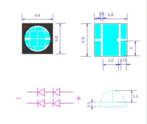Puce à LED UVA à forte émission de 10 W UVA SMD6868 365nm pour applications de durcissement UV à lumière non visible