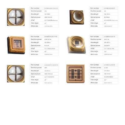 3W 365nm 3838 SMD 700mA 3V 60DEG UV UVA LED Diode Flexo Impression 385nm 60DEG 395nm LED puce de durcissement 810-1500mW Imprimante 3D