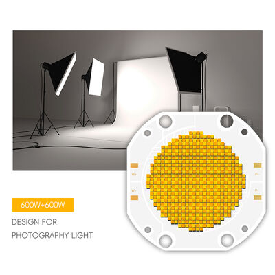 600W + 600W COB bicolore LED CHIP CCT COB 7575 SÉRIE COB réglable avec puce LED photographique luminaires de couleur blanche réglable CRI95 10A