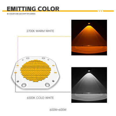 600W + 600W COB bicolore LED CHIP CCT COB 7575 SÉRIE COB réglable avec puce LED photographique luminaires de couleur blanche réglable CRI95 10A