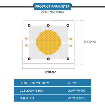Puce LED COB haute puissance 1200W 75-85V Ra95 2700K/6500K 18-21A*2 120x100mm pour lampe photographique Blanc Blanc chaud Double gradation