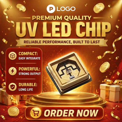 Puces UV LED de haute fiabilité (matériau Ingan) pour la stérilisation/curage/détection Longueur d'onde personnalisable 70 Lm/W 90 CRI 0,5 W