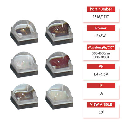 Chip LED à haute puissance 2W 3W ALN Coppering Large spectre 1800K-700K 120 Angle de vision 2,8-3,4V Couleur personnalisable